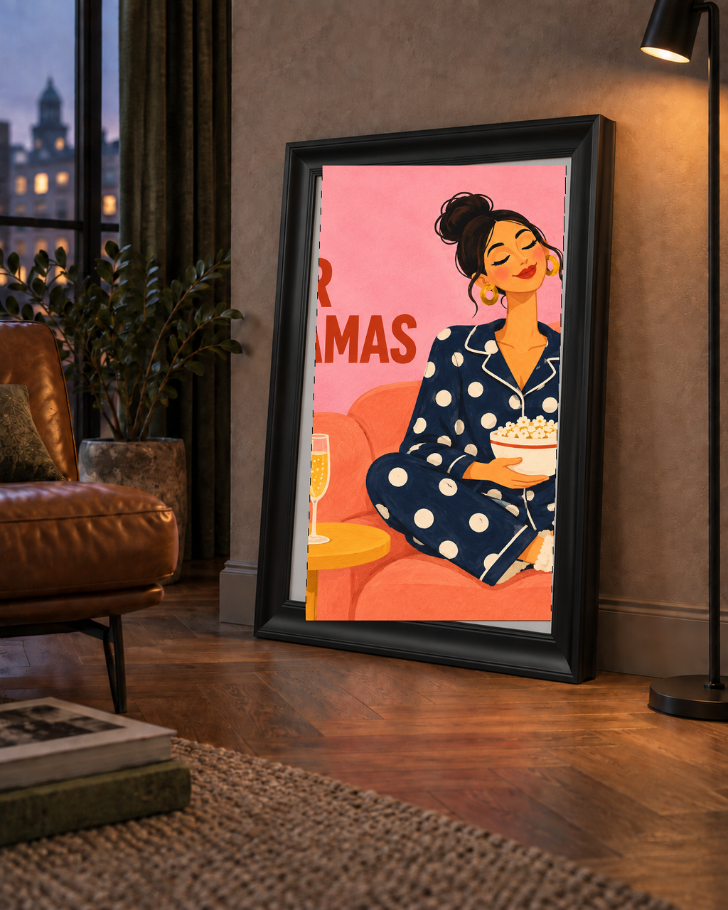 Pijama Keyfi İllüstrasyonlu Modern Poster – Rahat ve Şık Dekor