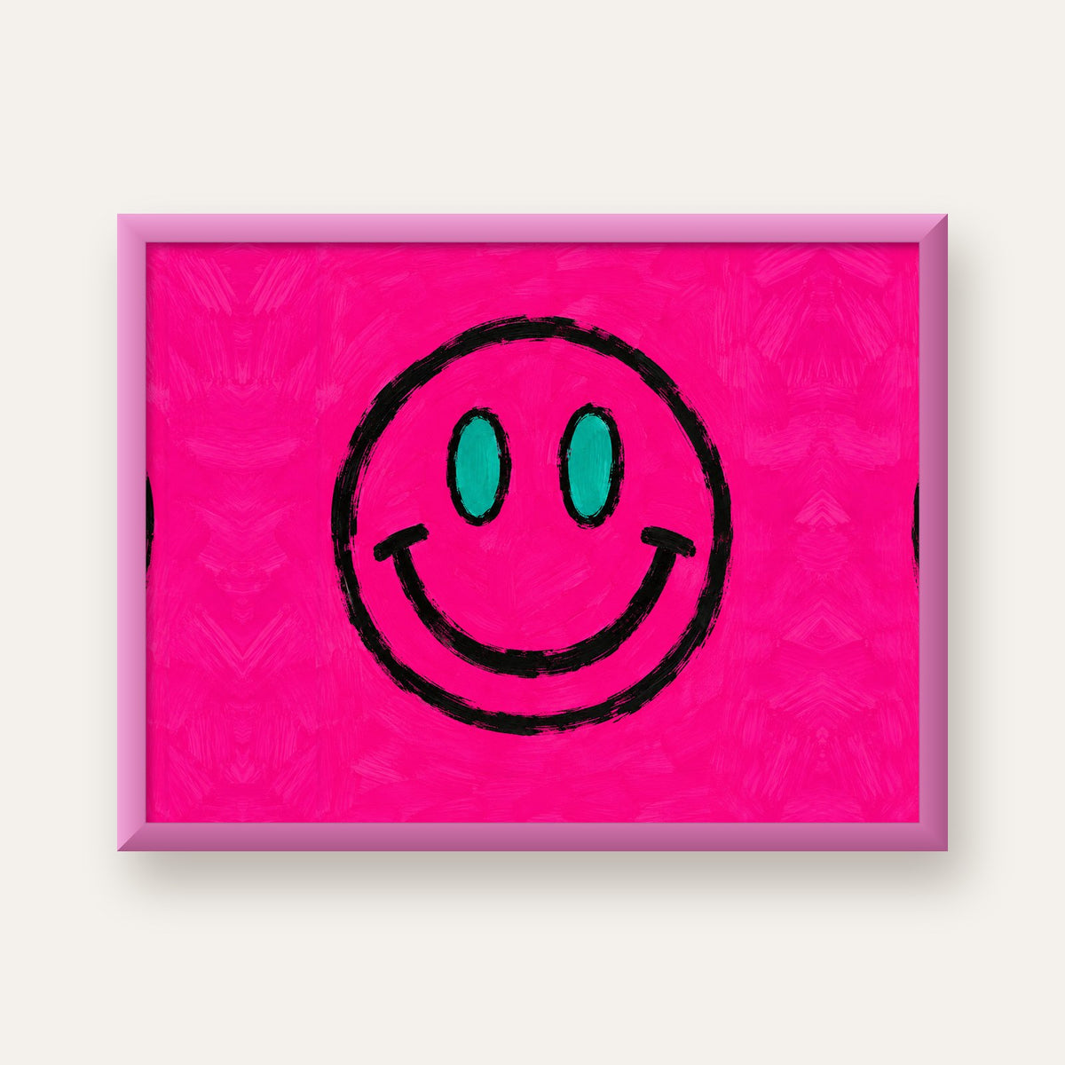Pembe Zeminli Modern Gülümseyen Yüz Poster — pembe çerçeveli