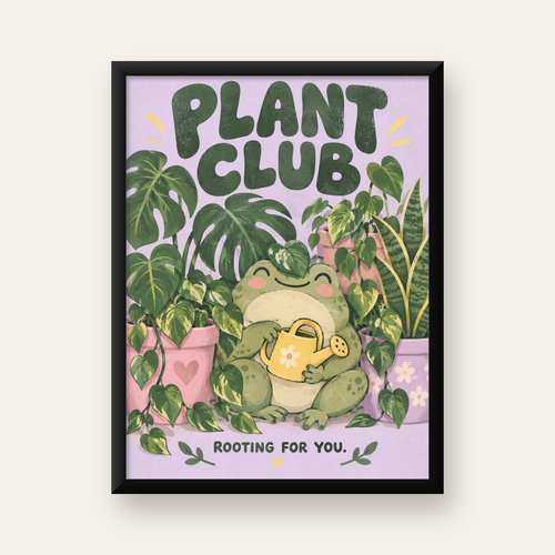 Bitki Temalı Kurbağa Dijital Poster – Plant Club
