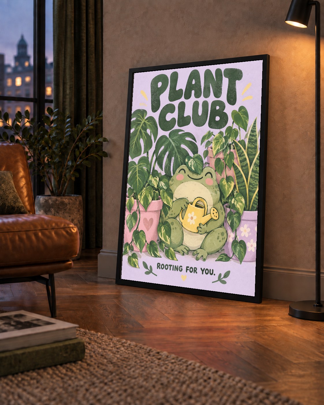 Bitki Temalı Kurbağa Dijital Poster – Plant Club