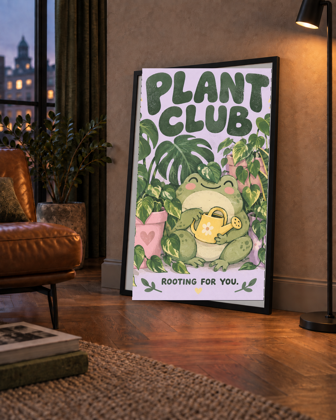 Bitki Temalı Kurbağa Dijital Poster – Plant Club