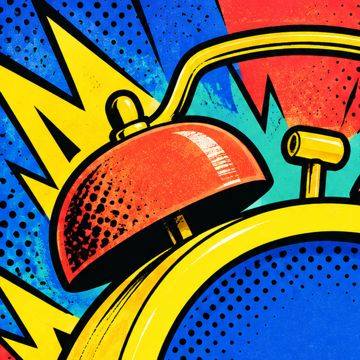 Pop Art Çalar Saat Poster – Renkli Duvar Dekoru — baskının yakın çekimi, kâğıt dokusu ve renk detayı