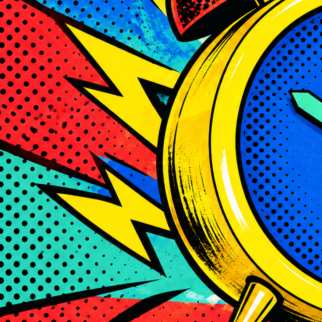 Pop Art Çalar Saat Poster – Renkli Duvar Dekoru — baskının yakın çekimi, kâğıt dokusu ve renk detayı