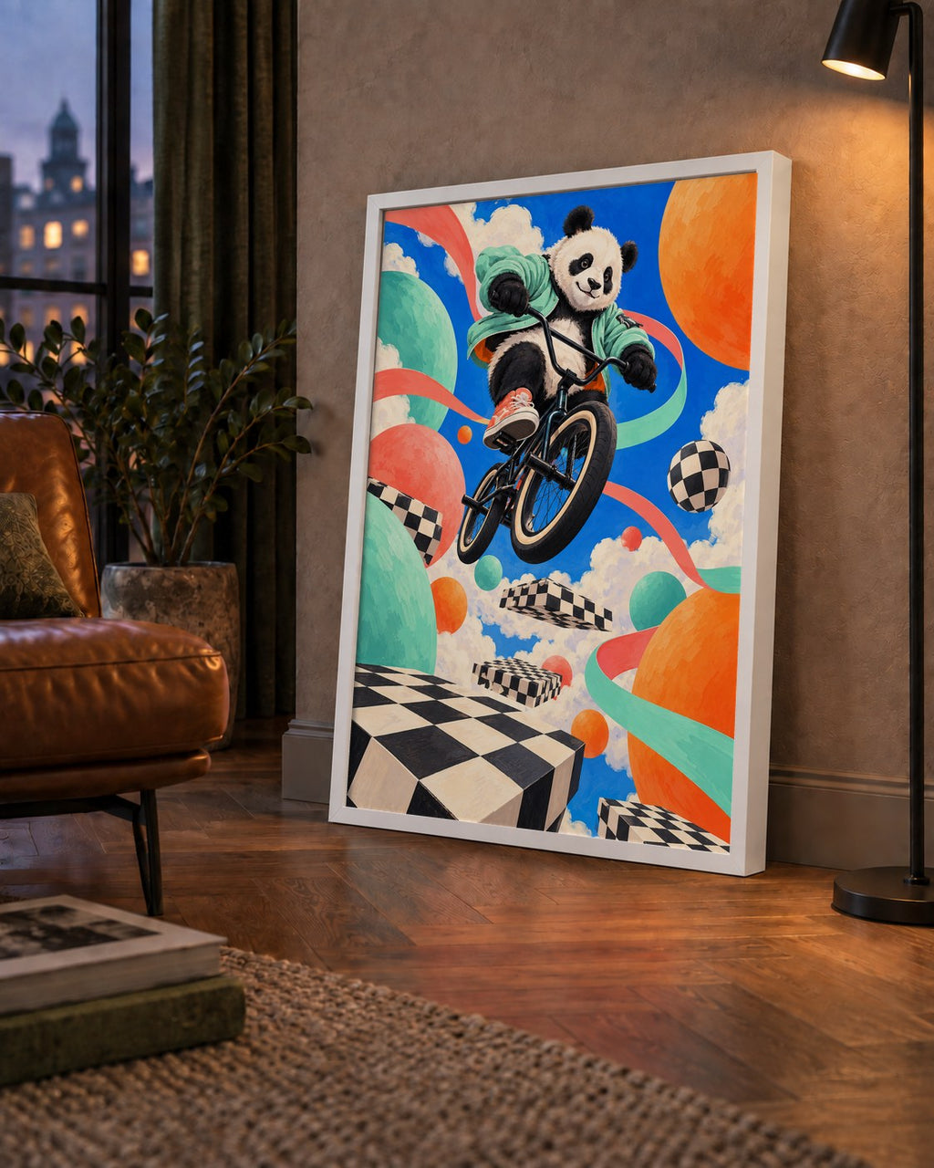 BMX Bisikletli Panda Fantazisi – Renkli Fantastik Poster