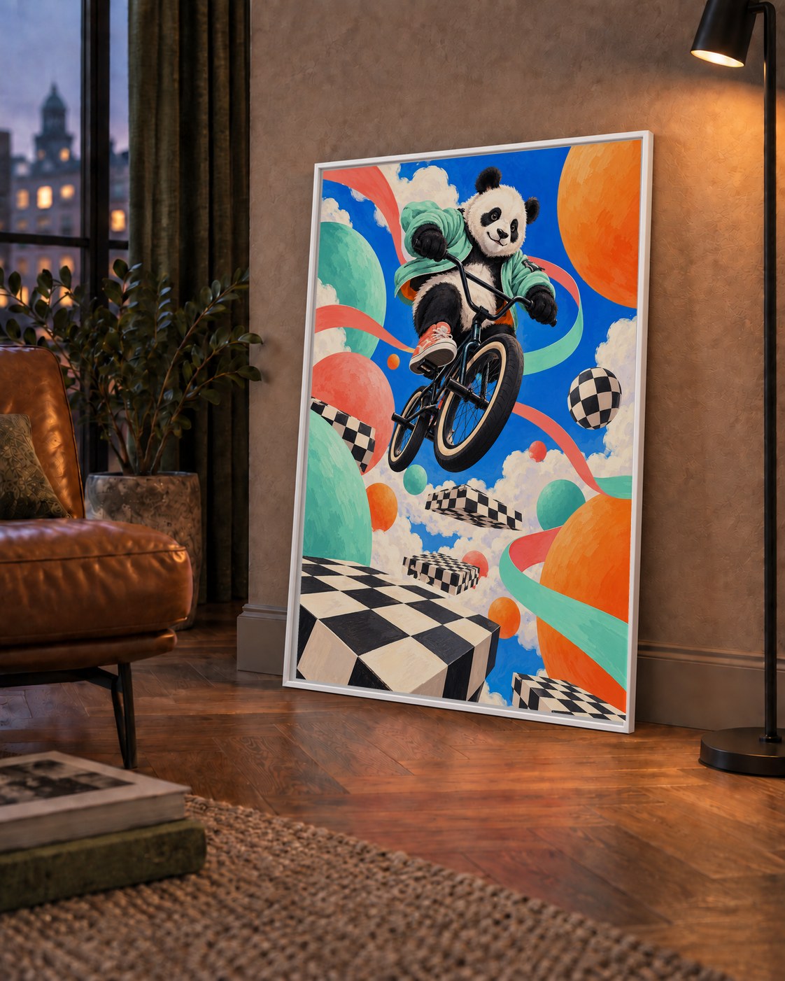 BMX Bisikletli Panda Fantazisi – Renkli Fantastik Poster