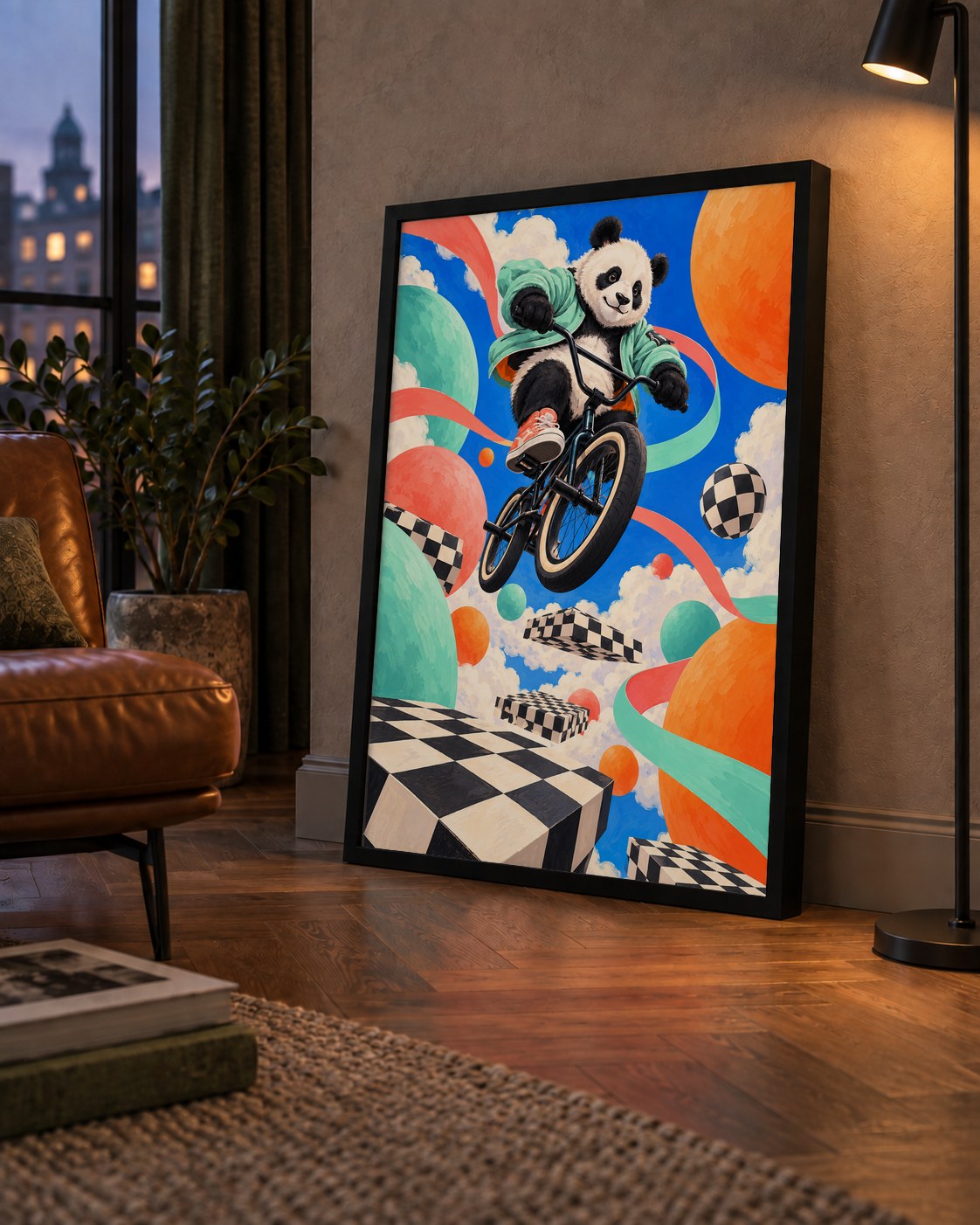 BMX Bisikletli Panda Fantazisi – Renkli Fantastik Poster