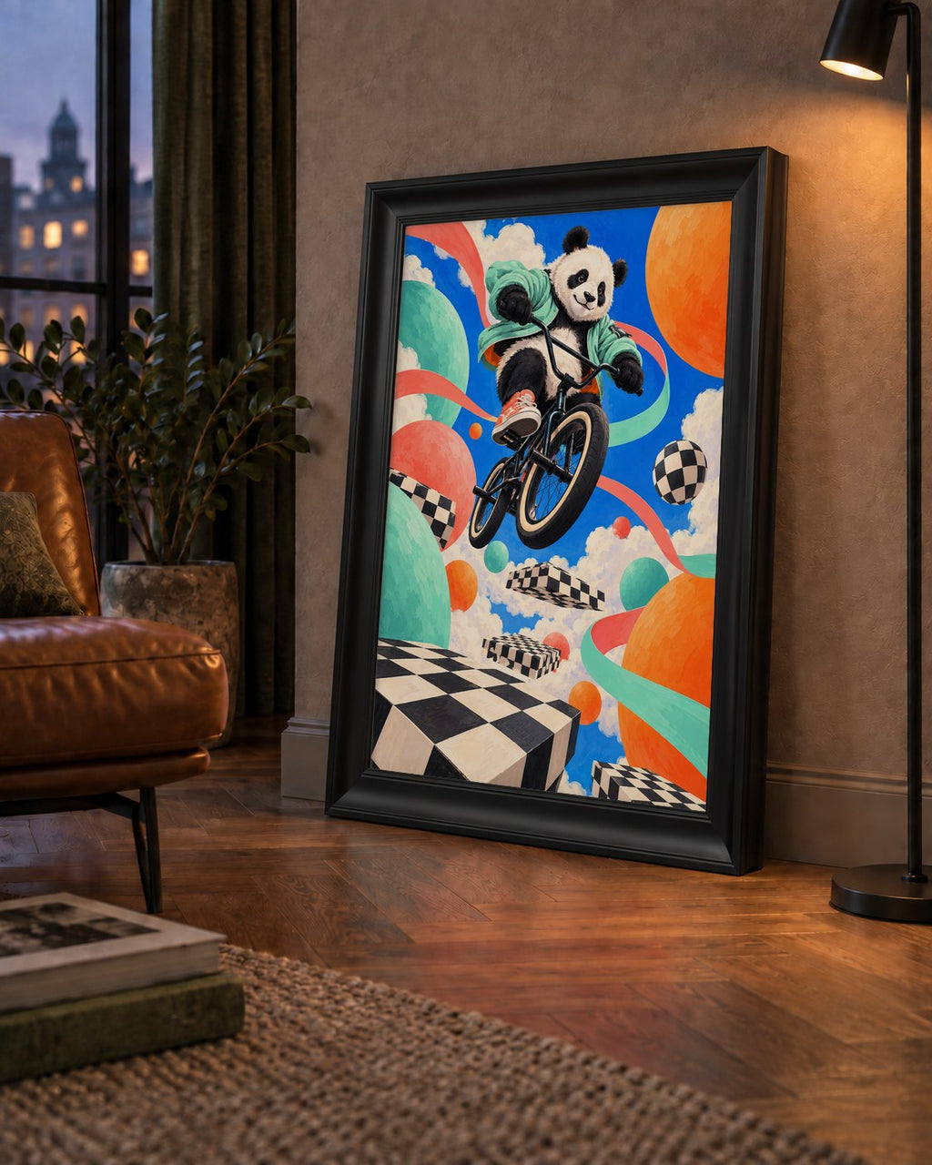 BMX Bisikletli Panda Fantazisi – Renkli Fantastik Poster