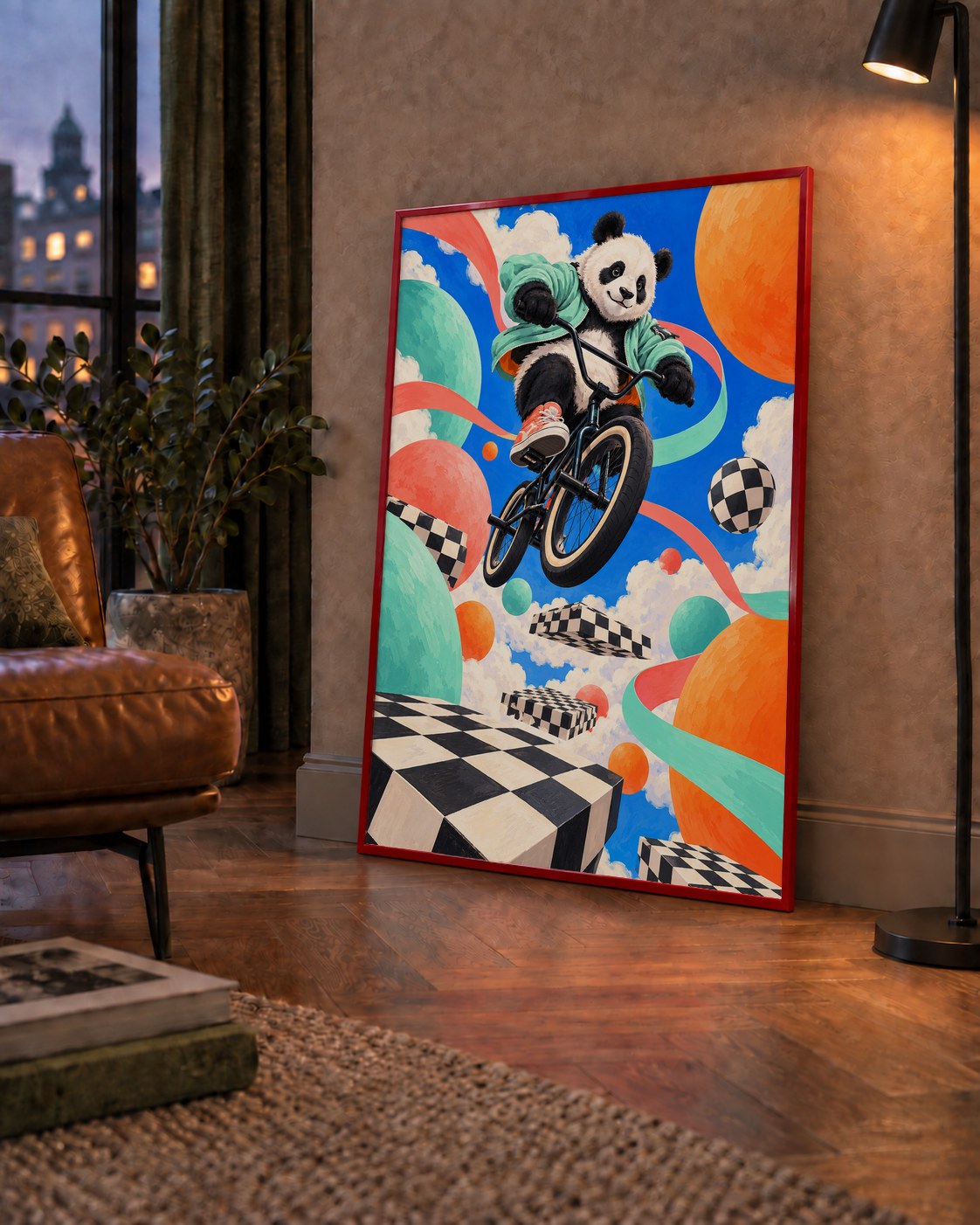 BMX Bisikletli Panda Fantazisi – Renkli Fantastik Poster