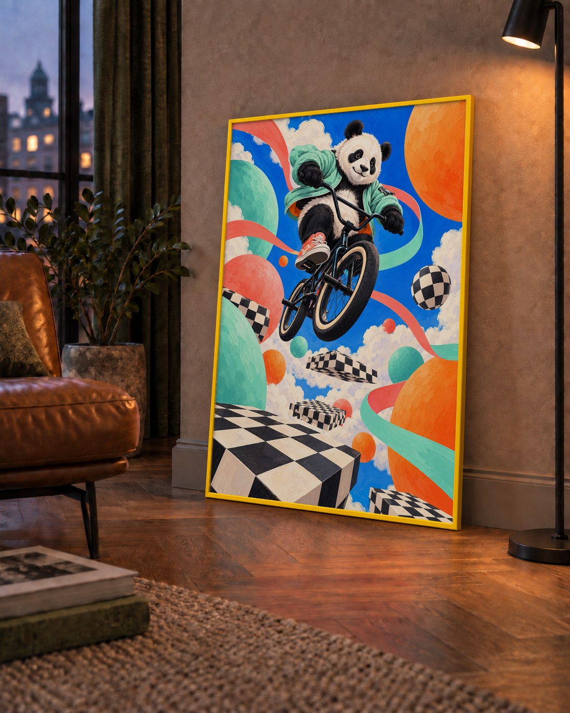 BMX Bisikletli Panda Fantazisi – Renkli Fantastik Poster
