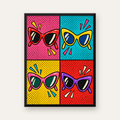 Pop Art Gözlük Desenli Renkli Modern Poster Duvar Tablosu — Dikey baskı, düz siyah çerçeveli duvar posteri