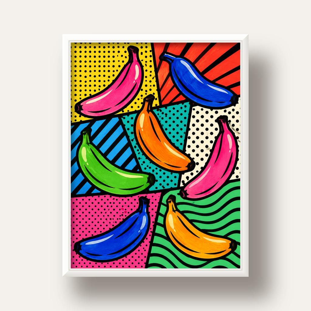 Renkli Pop Art Muzlar Poster – Modern ve Canlı Duvar Dekoru — beyaz derin çerçeveli