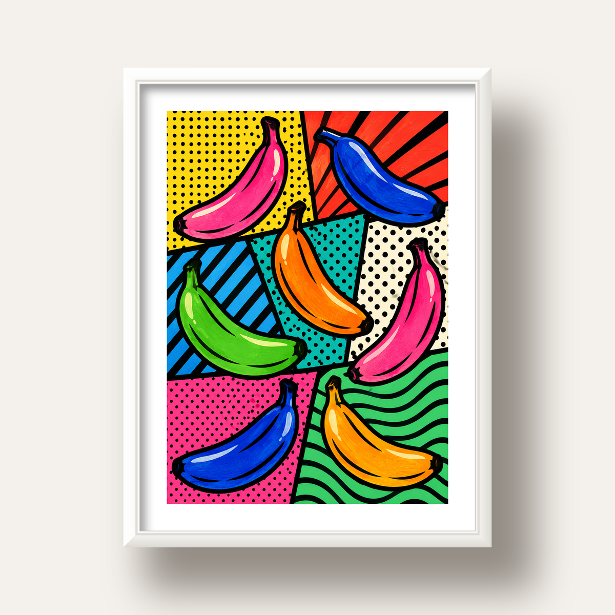 Renkli Pop Art Muzlar Poster – Modern ve Canlı Duvar Dekoru — beyaz derin çerçeveli paspartulu
