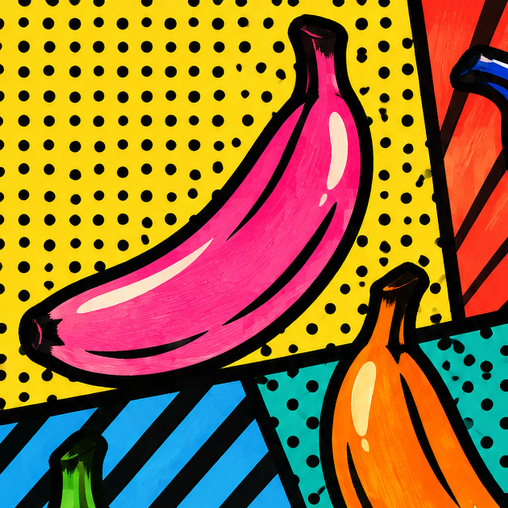 Renkli Pop Art Muzlar Poster – Modern ve Canlı Duvar Dekoru — baskının yakın çekimi, kâğıt dokusu ve renk detayı