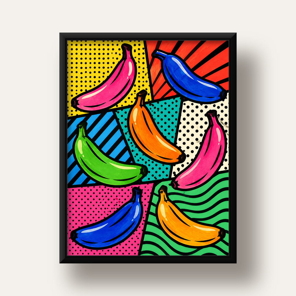 Renkli Pop Art Muzlar Poster – Modern ve Canlı Duvar Dekoru — siyah derin çerçeveli