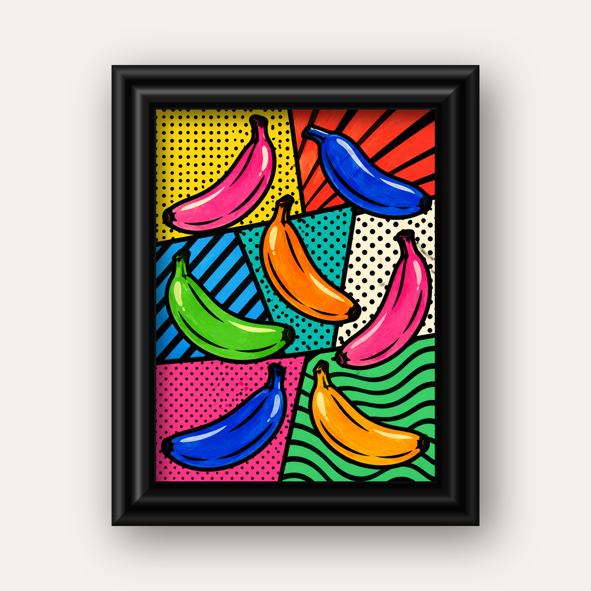 Renkli Pop Art Muzlar Poster – Modern ve Canlı Duvar Dekoru — siyah galeri çerçeveli