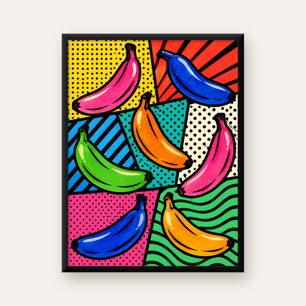 Renkli Pop Art Muzlar Poster – Modern ve Canlı Duvar Dekoru — Dikey baskı, düz siyah çerçeveli duvar posteri