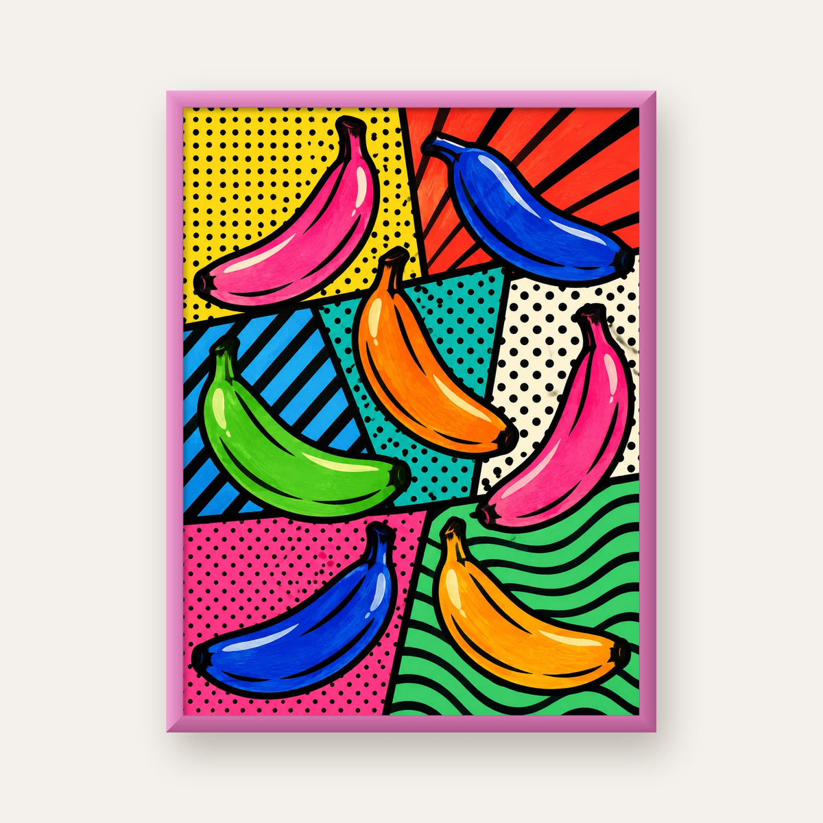 Renkli Pop Art Muzlar Poster – Modern ve Canlı Duvar Dekoru — pembe çerçeveli