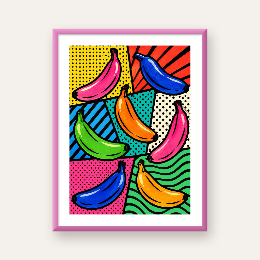 Renkli Pop Art Muzlar Poster – Modern ve Canlı Duvar Dekoru — pembe çerçeveli paspartulu