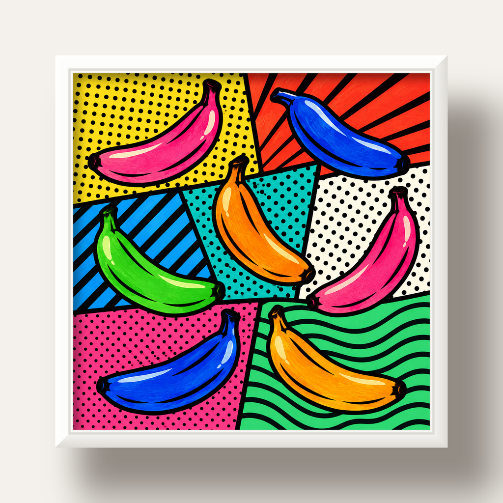 Renkli Pop Art Muzlar Poster – Modern ve Canlı Duvar Dekoru — beyaz derin çerçeveli