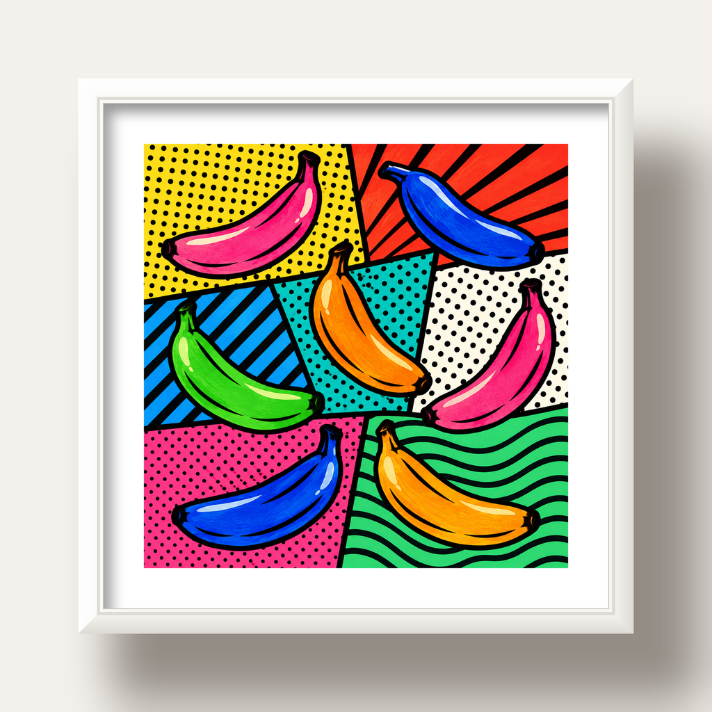 Renkli Pop Art Muzlar Poster – Modern ve Canlı Duvar Dekoru — beyaz derin çerçeveli paspartulu