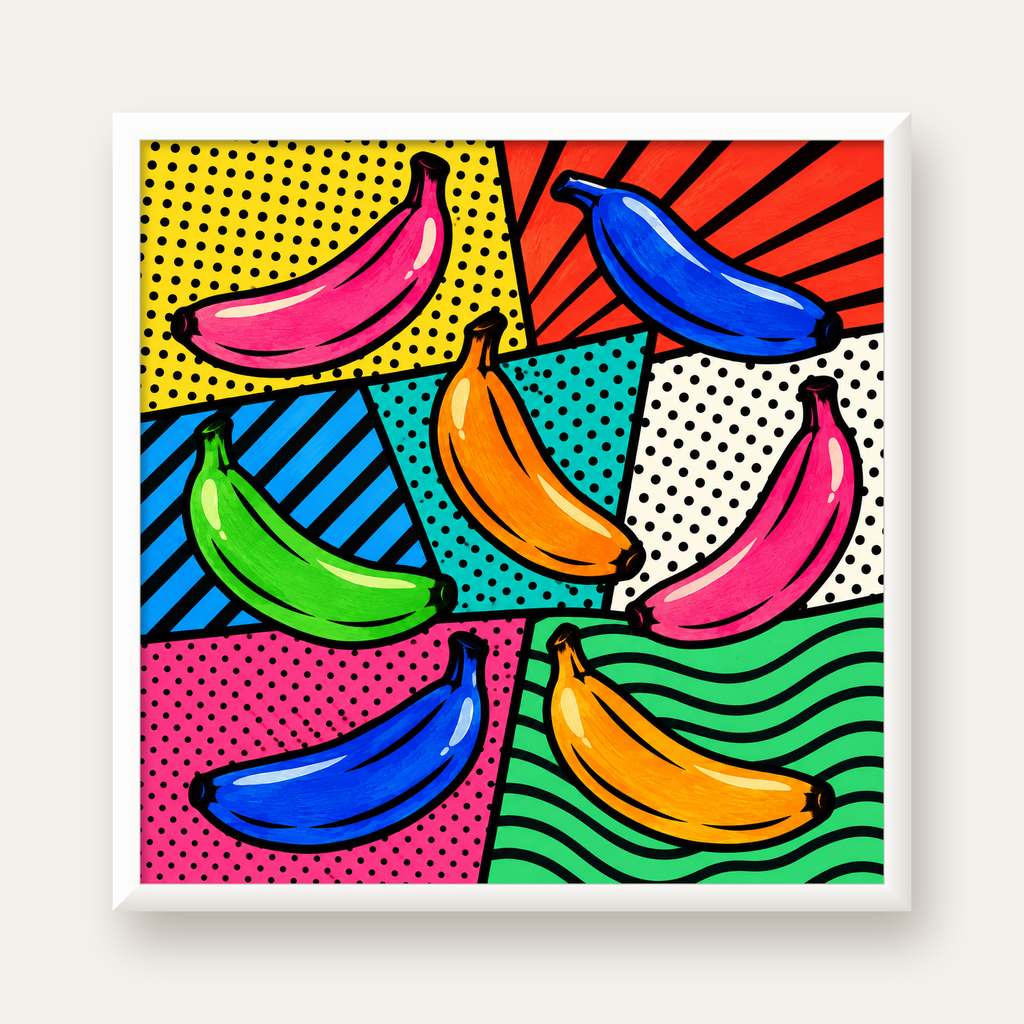 Renkli Pop Art Muzlar Poster – Modern ve Canlı Duvar Dekoru — beyaz çerçeveli kare poster