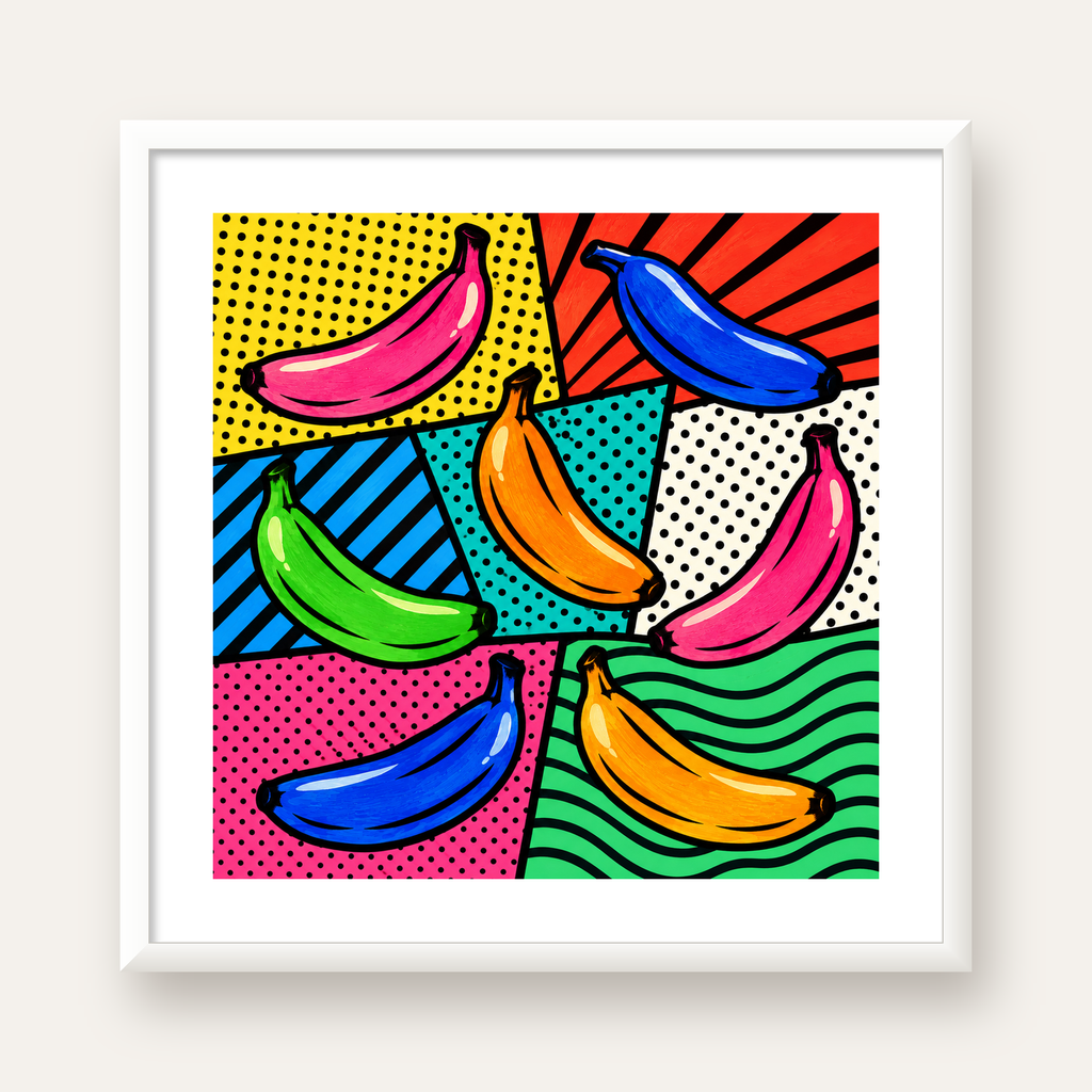 Renkli Pop Art Muzlar Poster – Modern ve Canlı Duvar Dekoru — beyaz çerçeveli kare poster