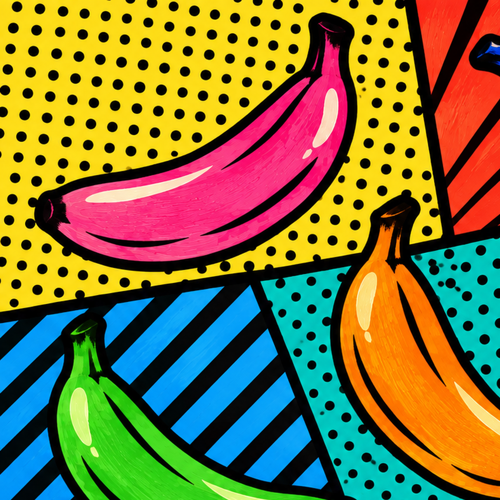 Renkli Pop Art Muzlar Poster – Modern ve Canlı Duvar Dekoru — baskının yakın çekimi, kâğıt dokusu ve renk detayı