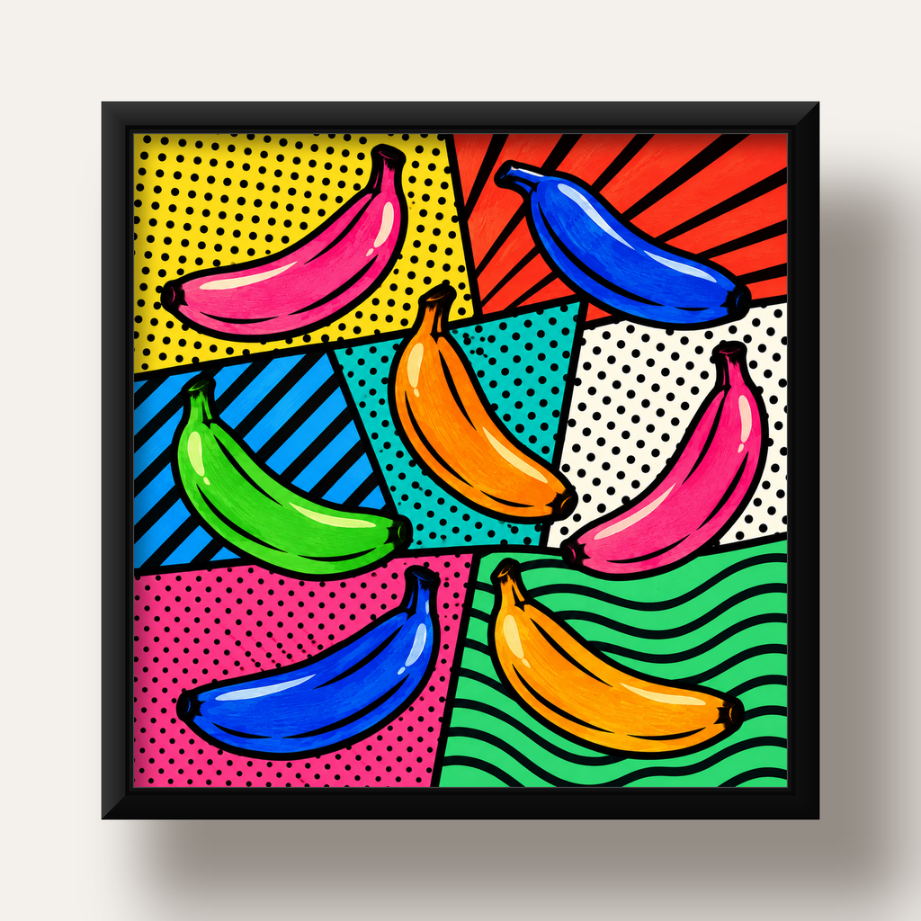 Renkli Pop Art Muzlar Poster – Modern ve Canlı Duvar Dekoru — siyah derin çerçeveli