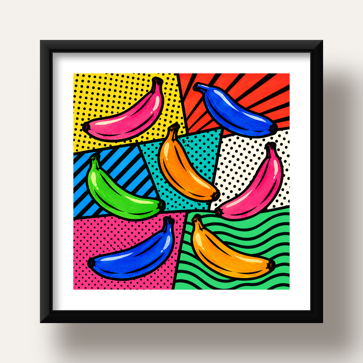 Renkli Pop Art Muzlar Poster – Modern ve Canlı Duvar Dekoru — siyah derin çerçeveli paspartulu