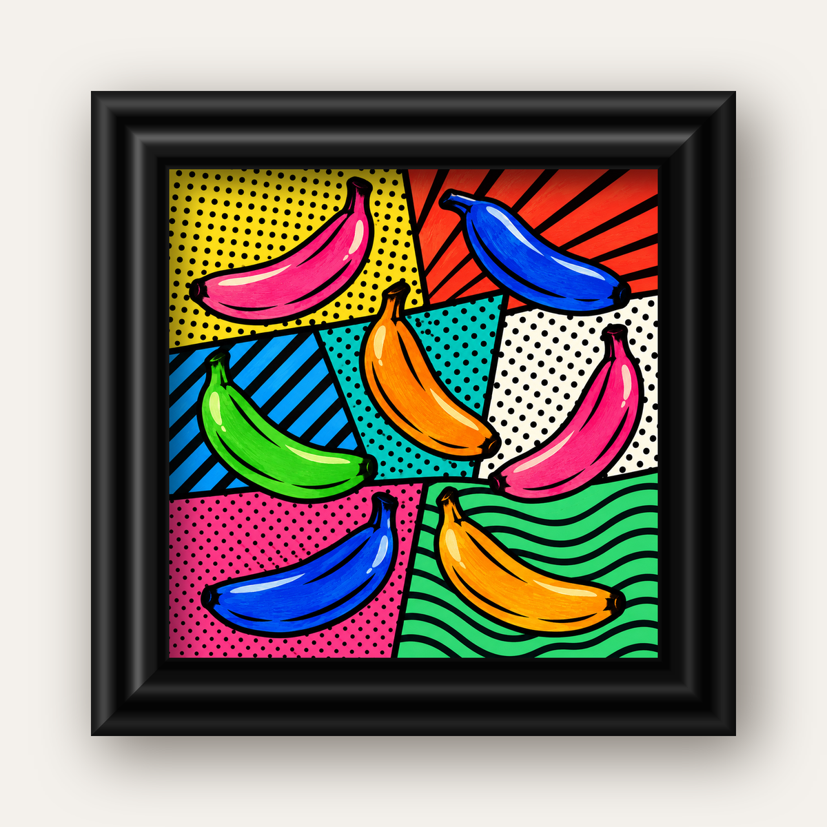 Renkli Pop Art Muzlar Poster – Modern ve Canlı Duvar Dekoru — siyah galeri çerçeveli