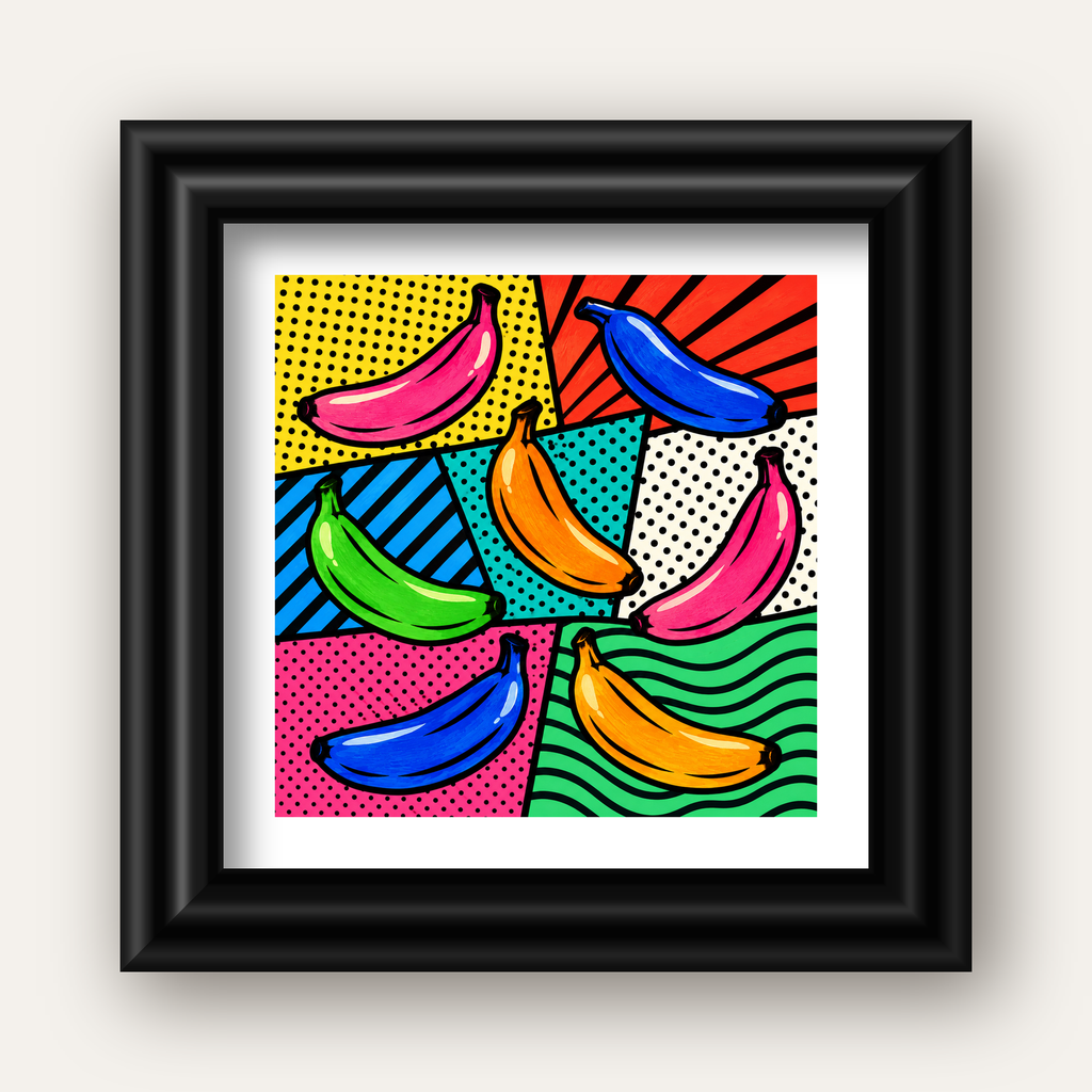 Renkli Pop Art Muzlar Poster – Modern ve Canlı Duvar Dekoru — siyah galeri çerçeveli paspartulu