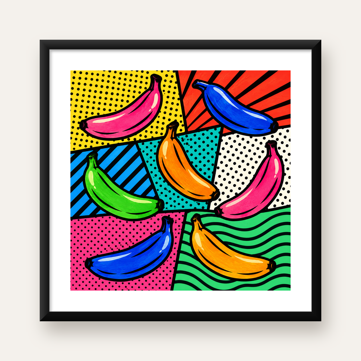 Renkli Pop Art Muzlar Poster – Modern ve Canlı Duvar Dekoru — Kare baskı, beyaz paspartulu