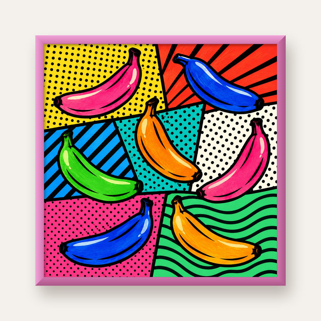 Renkli Pop Art Muzlar Poster – Modern ve Canlı Duvar Dekoru — pembe çerçeveli