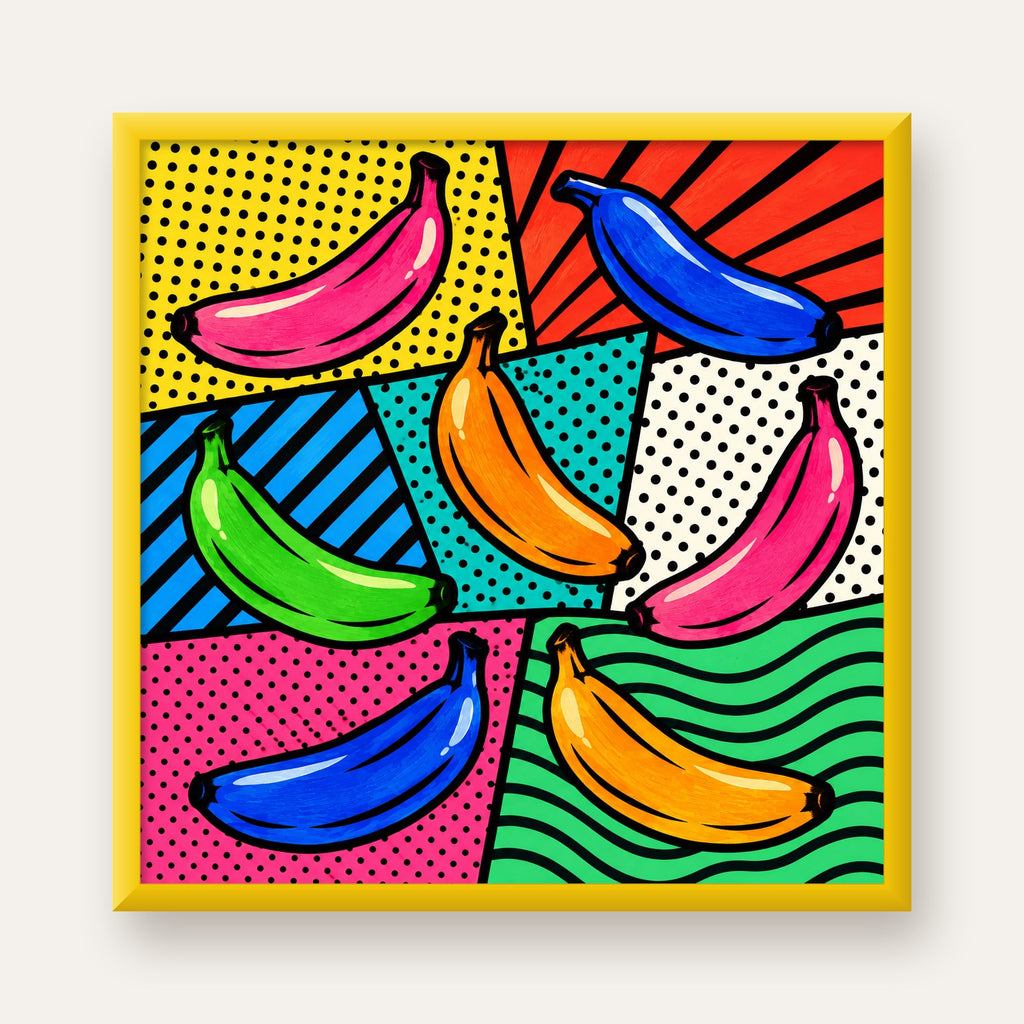 Renkli Pop Art Muzlar Poster – Modern ve Canlı Duvar Dekoru — sarı çerçeveli