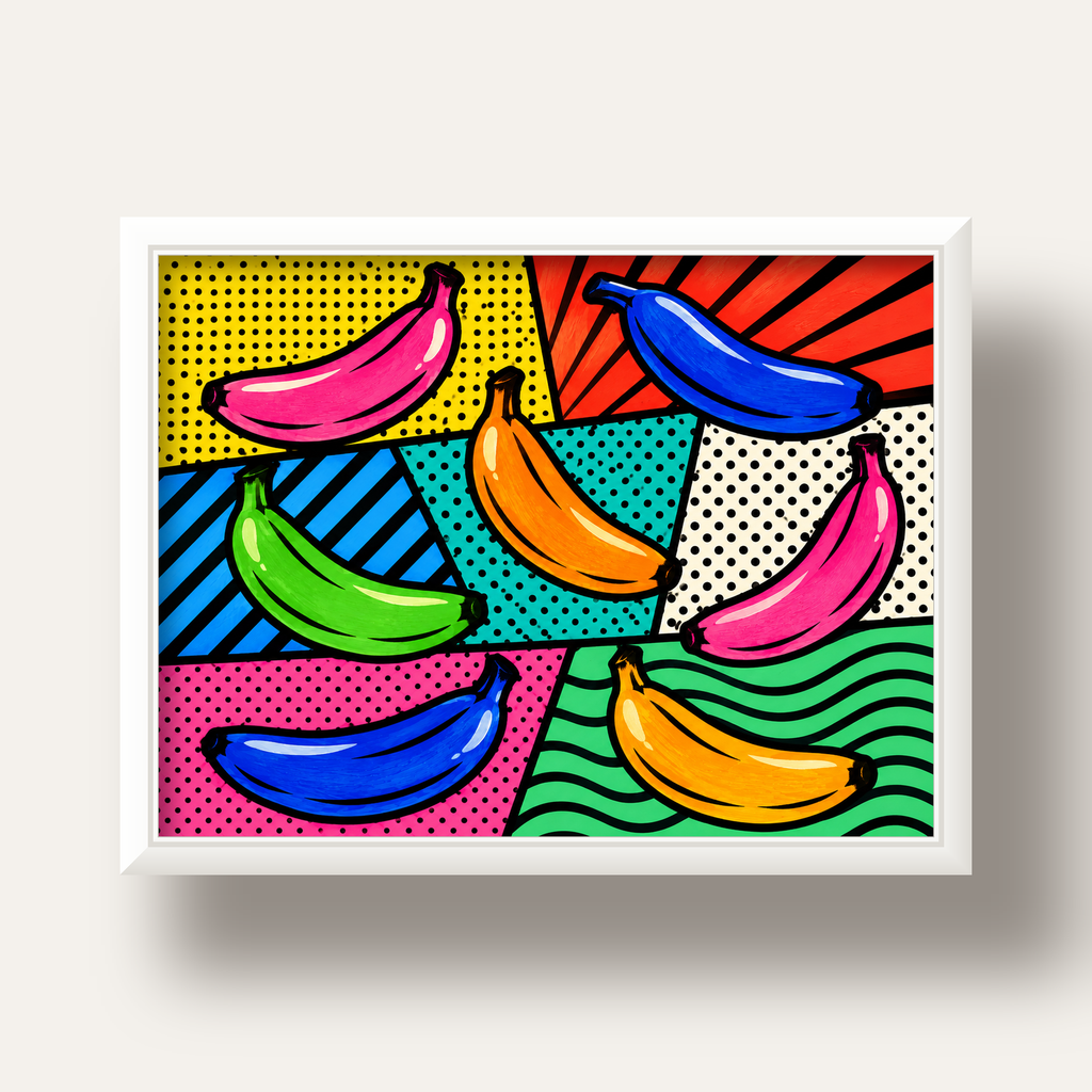 Renkli Pop Art Muzlar Poster – Modern ve Canlı Duvar Dekoru — beyaz derin çerçeveli