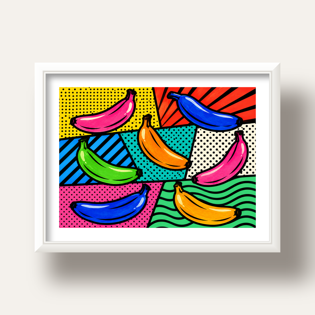 Renkli Pop Art Muzlar Poster – Modern ve Canlı Duvar Dekoru — beyaz derin çerçeveli paspartulu