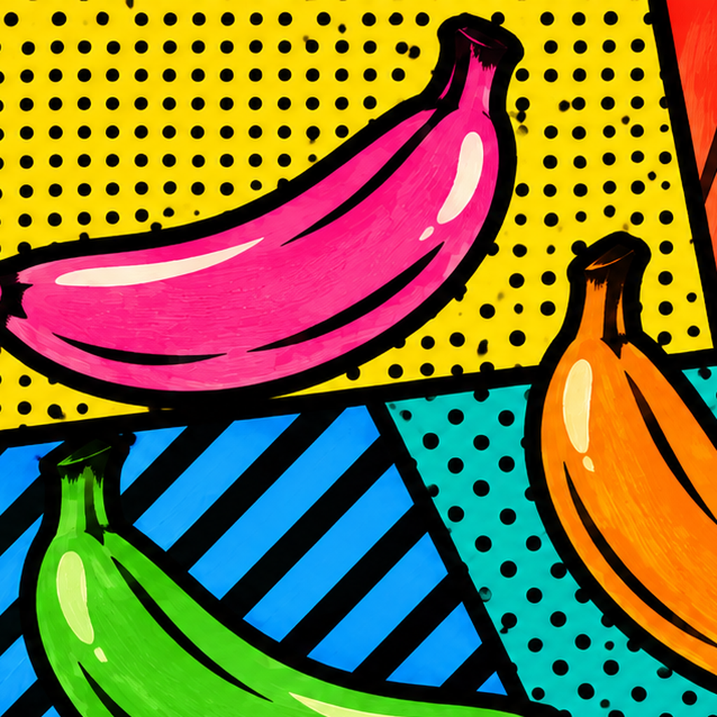 Renkli Pop Art Muzlar Poster – Modern ve Canlı Duvar Dekoru — baskının yakın çekimi, kâğıt dokusu ve renk detayı