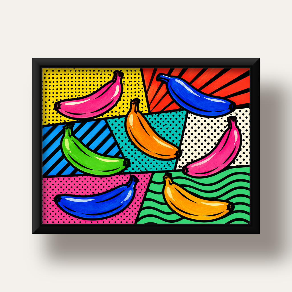 Renkli Pop Art Muzlar Poster – Modern ve Canlı Duvar Dekoru — siyah derin çerçeveli