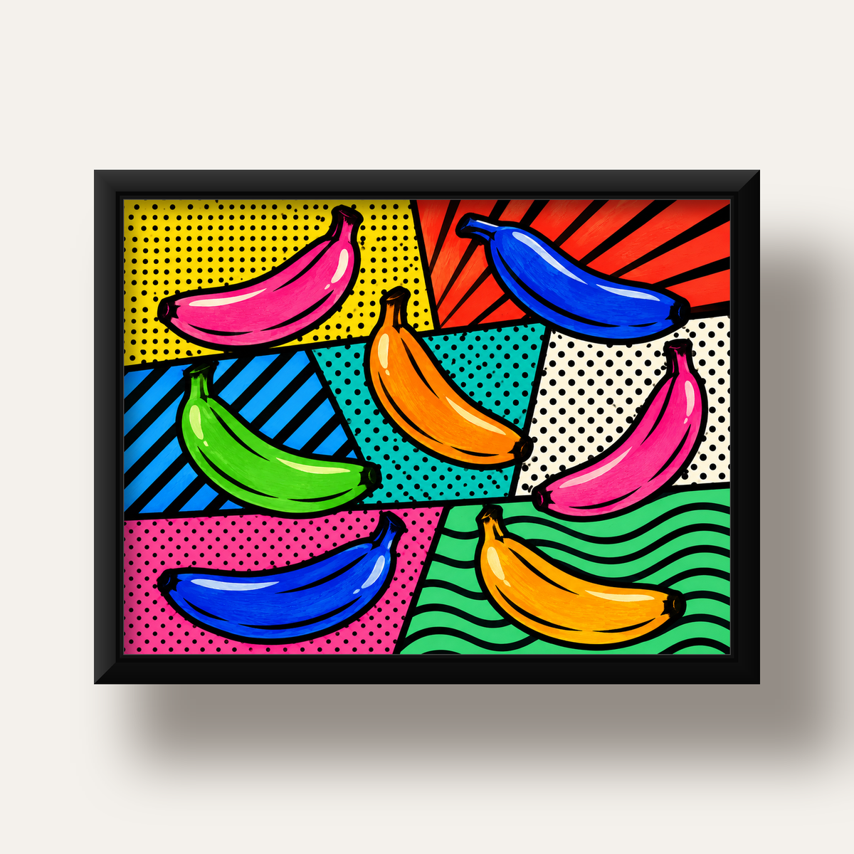Renkli Pop Art Muzlar Poster – Modern ve Canlı Duvar Dekoru — siyah derin çerçeveli