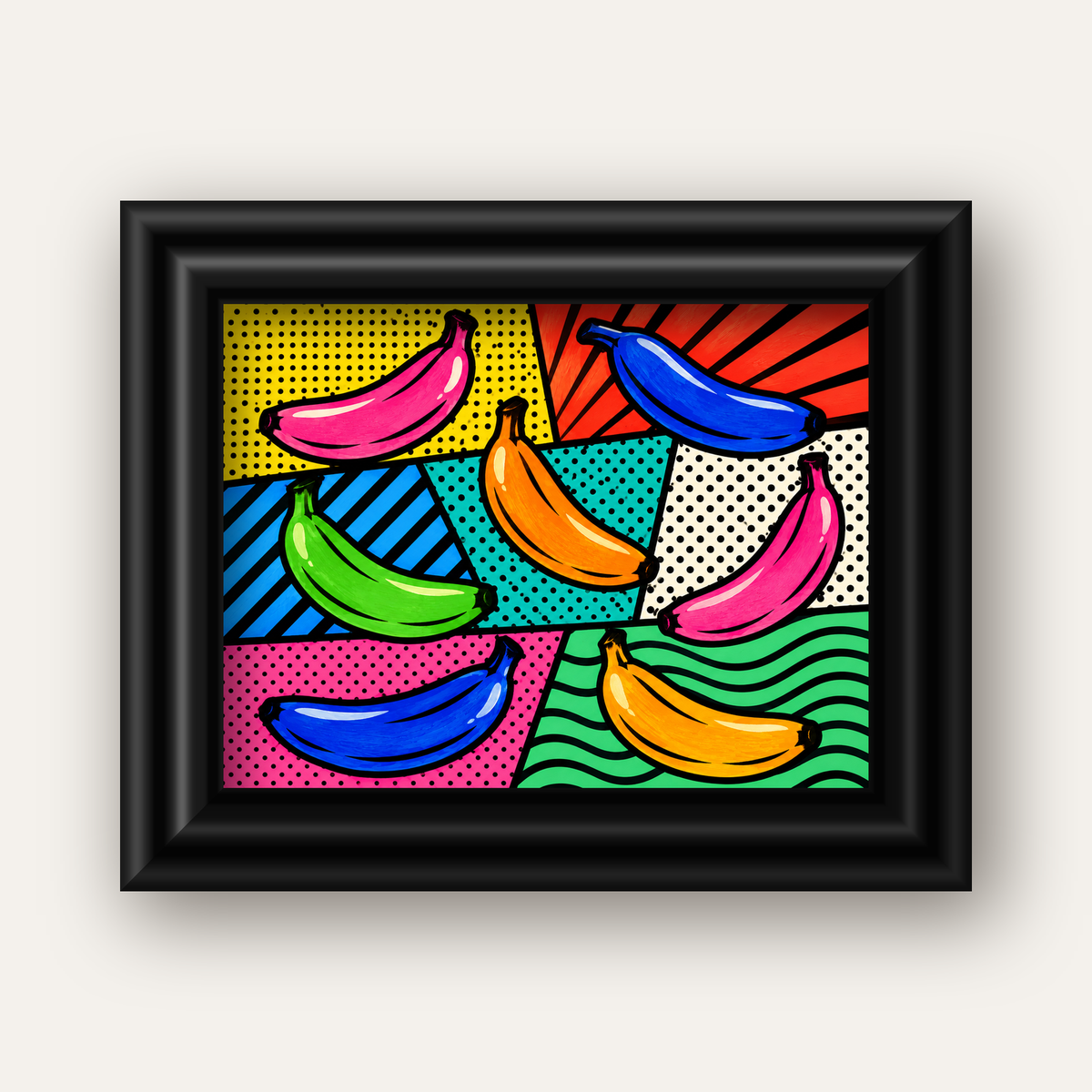 Renkli Pop Art Muzlar Poster – Modern ve Canlı Duvar Dekoru — siyah galeri çerçeveli