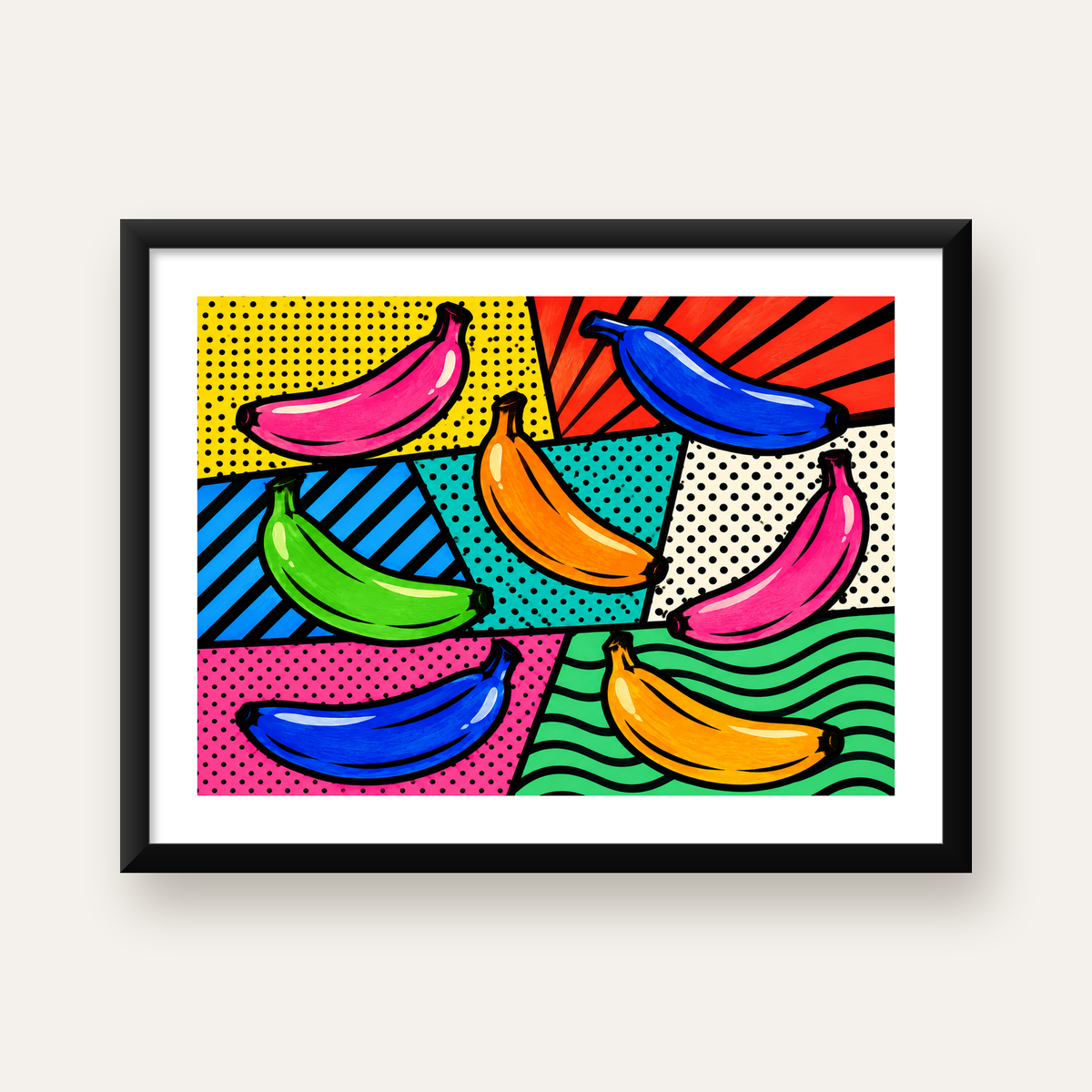 Renkli Pop Art Muzlar Poster – Modern ve Canlı Duvar Dekoru — Yatay baskı, beyaz paspartulu