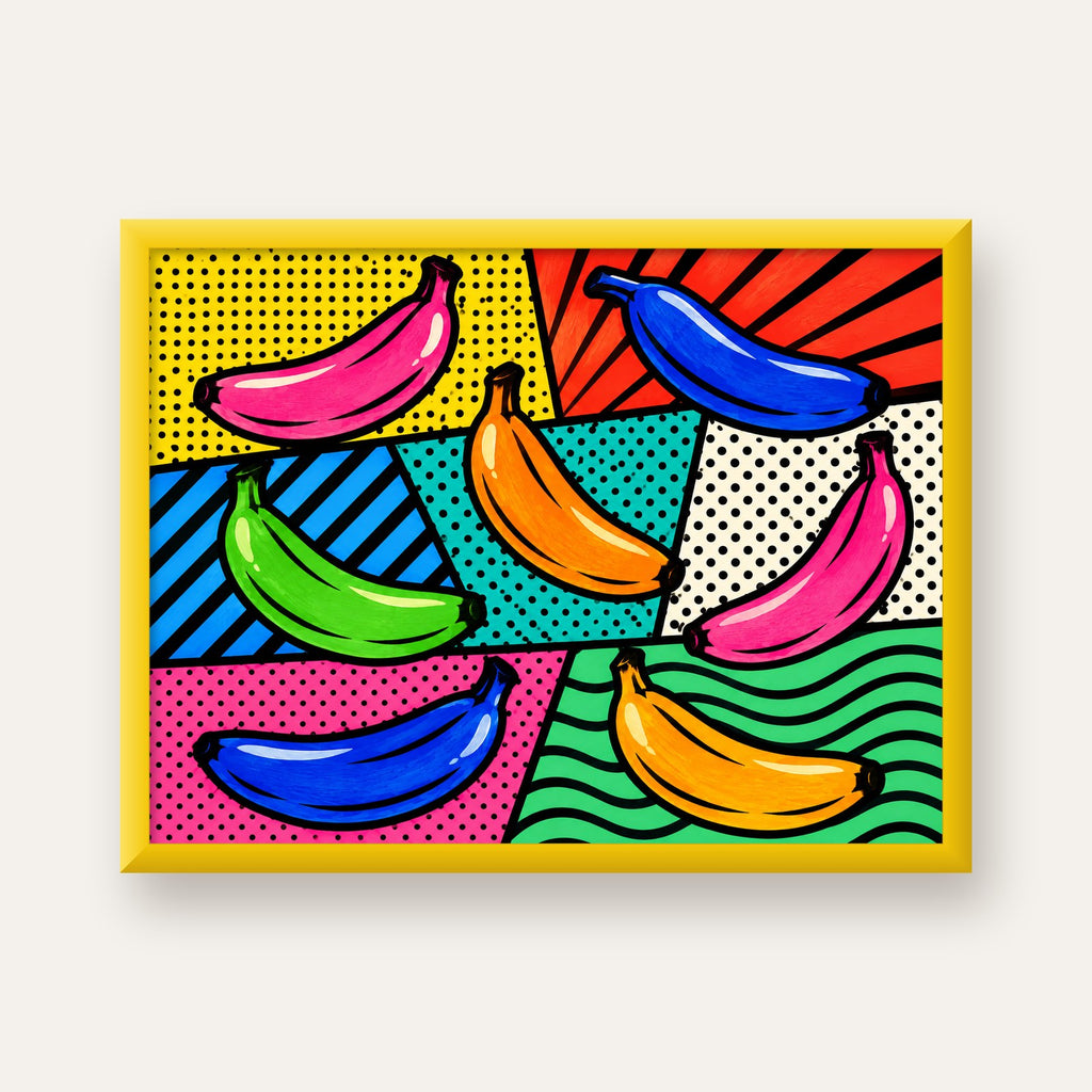 Renkli Pop Art Muzlar Poster – Modern ve Canlı Duvar Dekoru — sarı çerçeveli