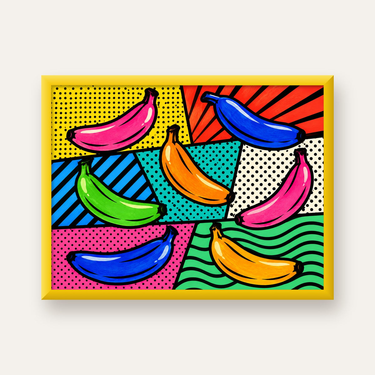 Renkli Pop Art Muzlar Poster – Modern ve Canlı Duvar Dekoru — sarı çerçeveli