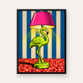 Pop Art Flamingo Lamba Poster – Renkli Duvar Dekoru — Dikey baskı, düz siyah çerçeveli duvar posteri