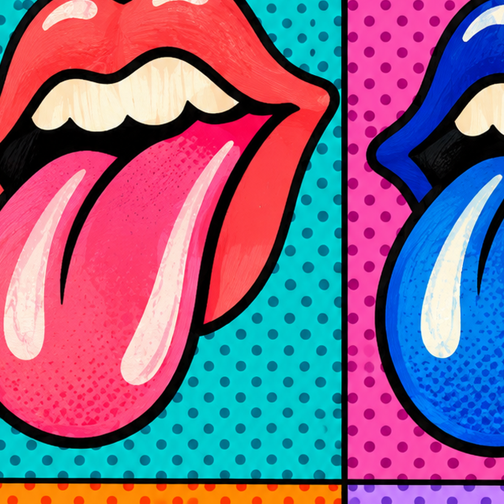 Pop Art Renkli Dudaklar Poster – Canlı ve Eğlenceli Duvar Dekoru — baskının yakın çekimi, kâğıt dokusu ve renk detayı