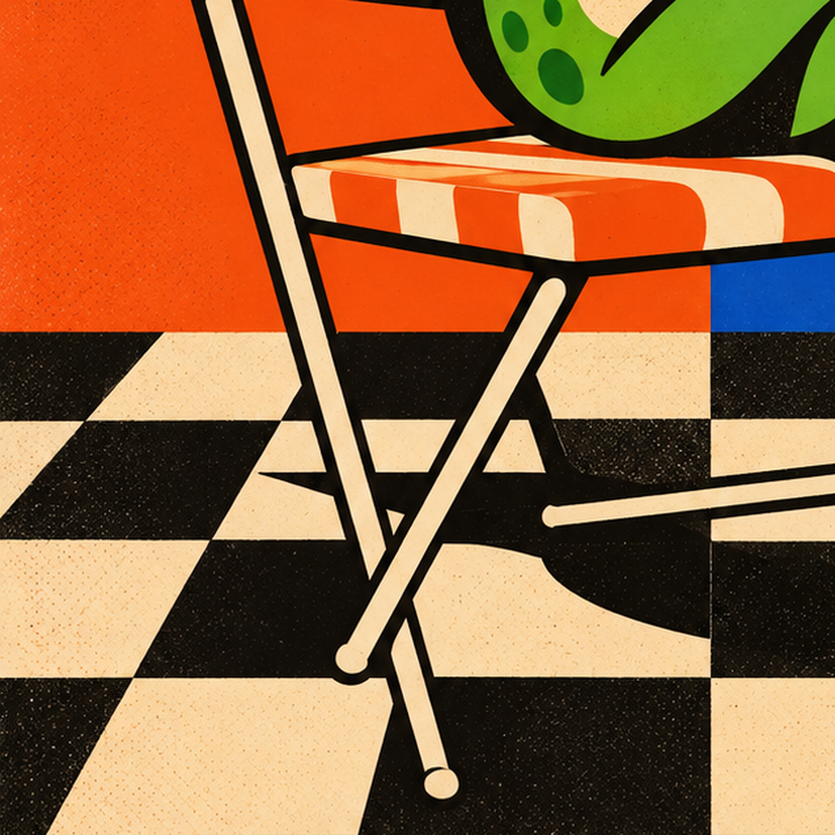 Kahve İçen Kurbağa Poster – Pop-Art Retro Stil Sanat Baskısı — baskının yakın çekimi, kâğıt dokusu ve renk detayı