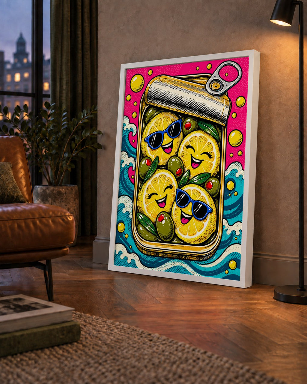 Limon ve Zeytinli Neşeli Konserve Poster - Çizgi Roman Stil