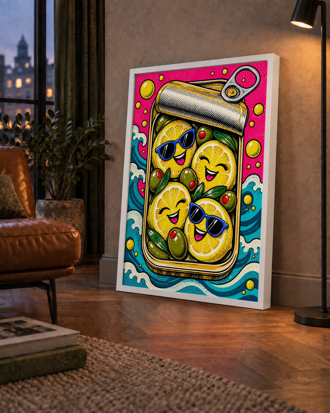 Limon ve Zeytinli Neşeli Konserve Poster - Çizgi Roman Stil
