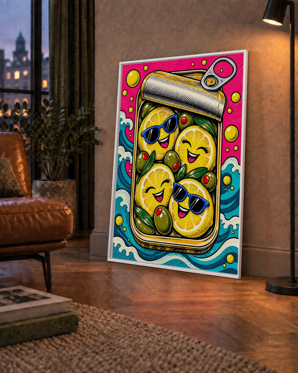 Limon ve Zeytinli Neşeli Konserve Poster - Çizgi Roman Stil