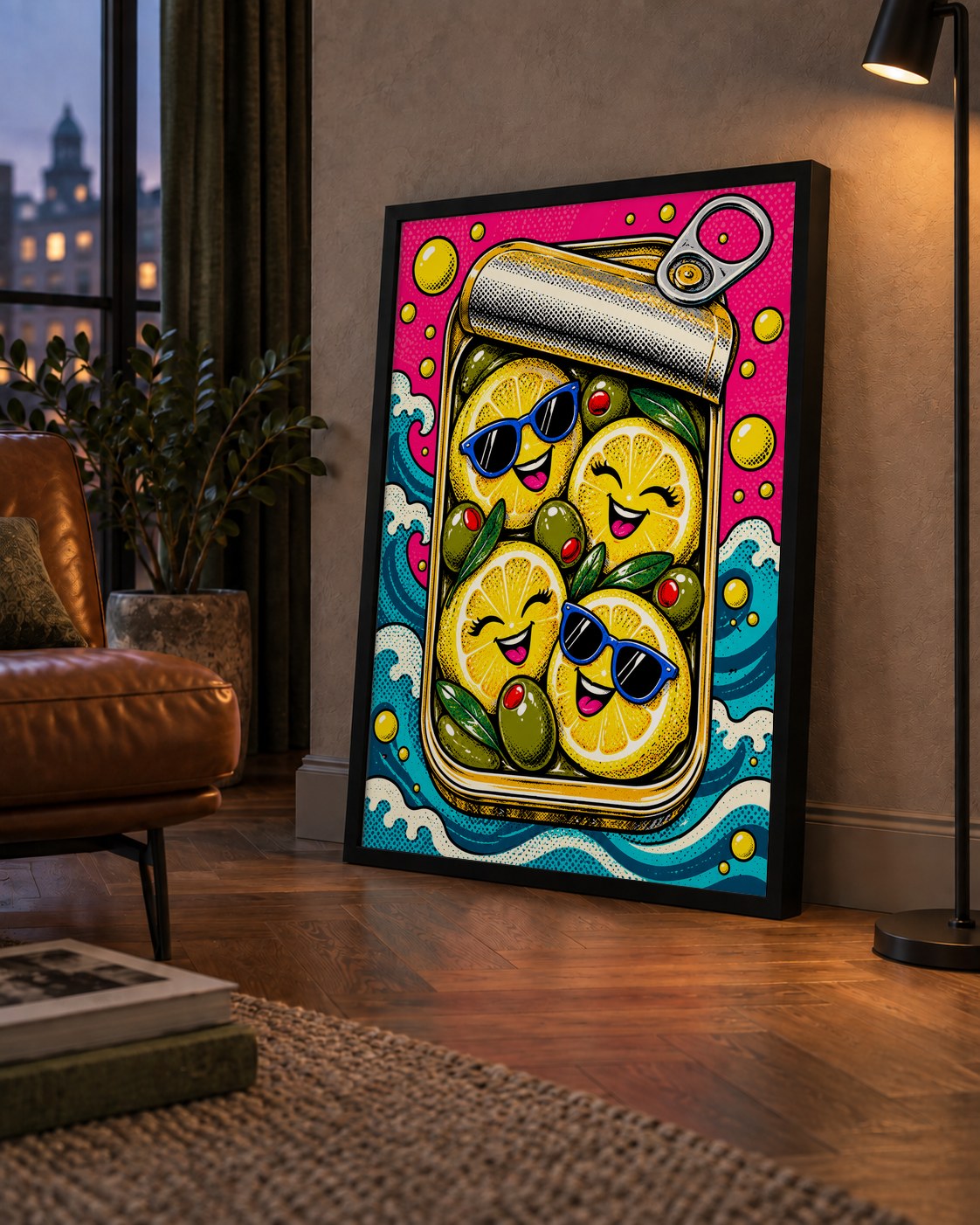 Limon ve Zeytinli Neşeli Konserve Poster - Çizgi Roman Stil